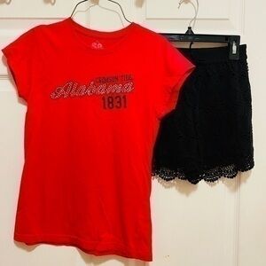 Alabama bling Tee and Crochet Shorts Large…